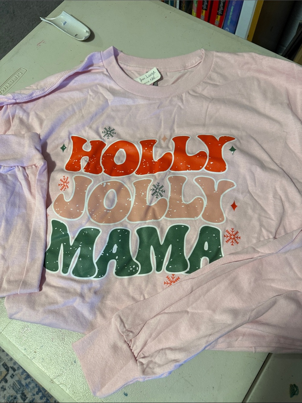 Gildan Pink Long-Sleeve 'Holly Jolly Mama' Graphic Tee